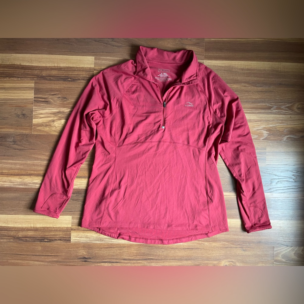 L.L.Bean Red Quarter Zip Pullover Athletic Top | Stretch Performance | Size XL